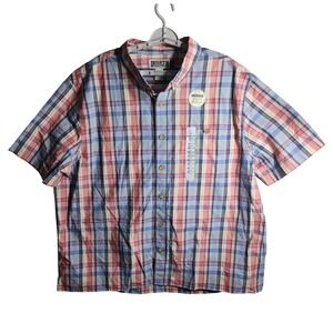Duluth Trading Company Mens Plaid Short Sleeve Shirt 2XL Relaxed Untucked Length